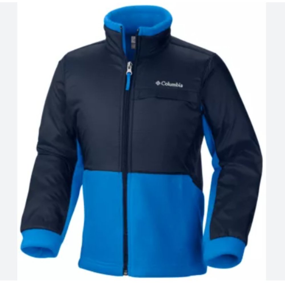 Columbia Steens Mt Overlay Fleece Jacket Boys L 14/16 in Indigo & Navy